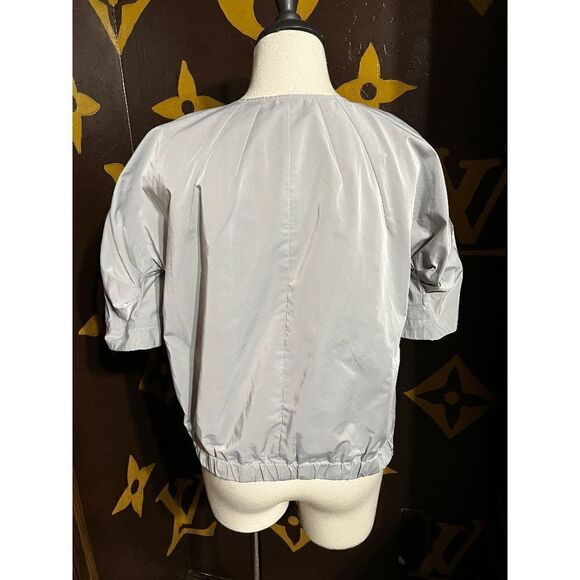 BCBGMAXAZRIA Puff Sleeve Silky Jacket Top Size Small - Picture 3 of 4